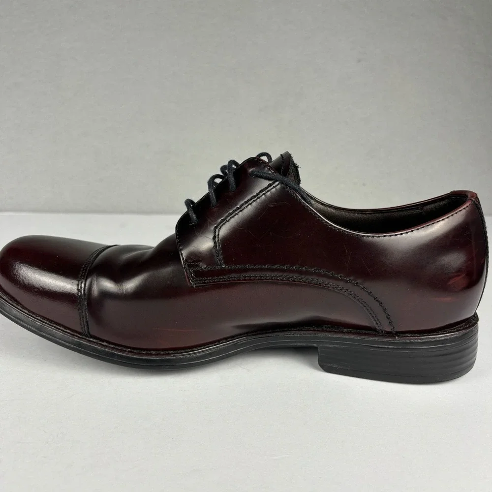 Johnston & Murphy Atchison Cap Toe Derby Dress Shoes 9.5M Burgundy Leather Mens